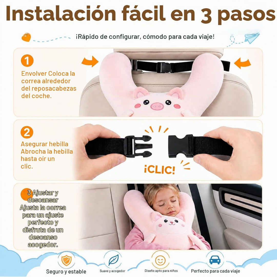 Almohada de Viaje Infantil con Soporte para Cabeza y Cuello
