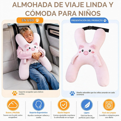 Almohada de Viaje Infantil con Soporte para Cabeza y Cuello